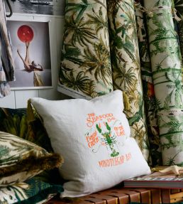 Palmera Cubana Fabric by MINDTHEGAP Green White