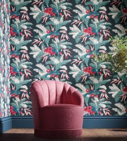 Palmetto Wallpaper by Sanderson Black Cherry