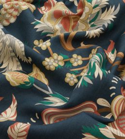 Palampore Trail in Landsdowne Linen Fabric by Liberty Pewter Blue