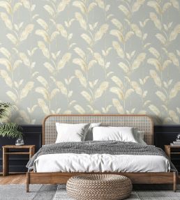 Pampas Grass Wallpaper by Brand McKenzie Cornflower Blue