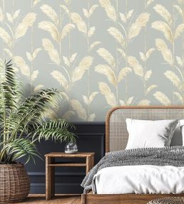 Pampas Grass Wallpaper by Brand McKenzie Cornflower Blue