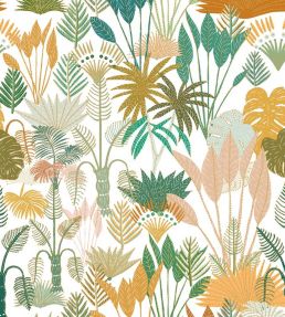 Manille Mural by Caselio Vert Jaune Fond Blanc