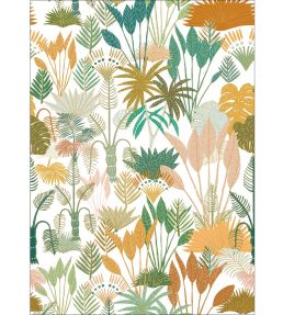 Manille Mural by Caselio Vert Jaune Fond Blanc