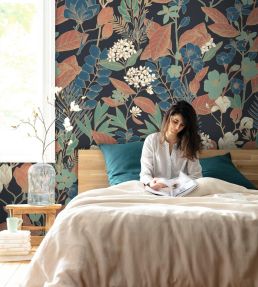 Valentine Mural by Caselio Vert Rouge Fond Noir