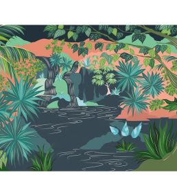 Tropical Falls Mural by Caselio Vert Corail