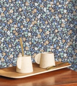 Pansy Wallpaper by Casadeco Encre / Bleu