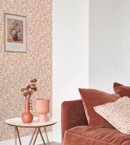 Pansy Wallpaper by Casadeco Kaki / Rouge / Beige
