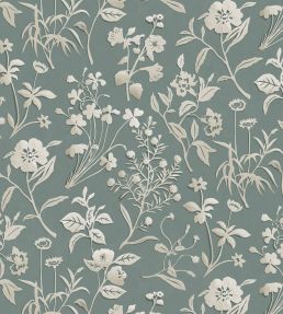 Paper Flora Wallpaper by Josephine Munsey Aqua