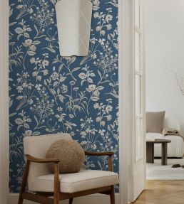 Paper Flora Wallpaper by Josephine Munsey Blue