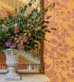 Paradise Tree Wallpaper by Cole & Son Tangerine & Hibiscus