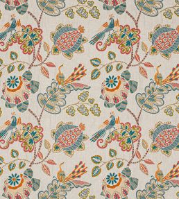 Paradiso Fabric by Jane Churchill Tomato/Slate