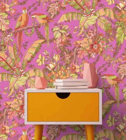 Parrot Talk Wallpaper by Woodchip & Magnolia Hot Pink