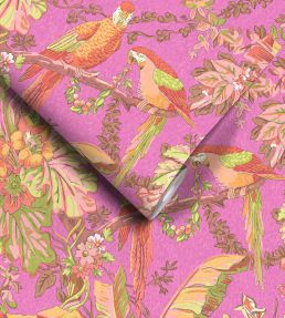 Parrot Talk Wallpaper by Woodchip & Magnolia Hot Pink