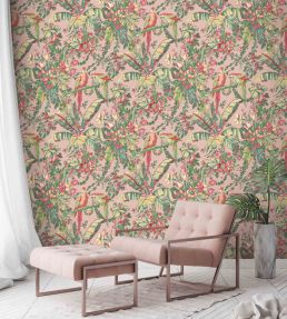 Parrot Talk Wallpaper by Woodchip & Magnolia Sunset Pink