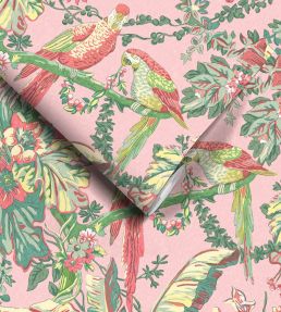Parrot Talk Wallpaper by Woodchip & Magnolia Sunset Pink