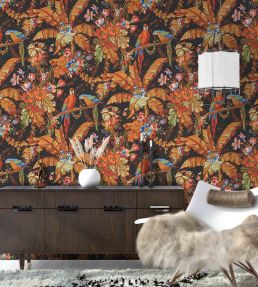 Parrot Talk Wallpaper by Woodchip & Magnolia Terracotta Sunset