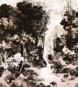 Pavillin D'or Mural by Casadeco Sepia