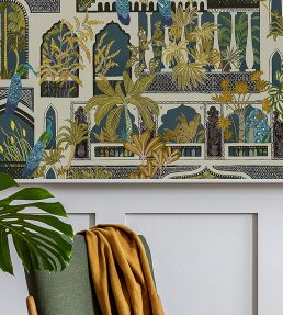 Peacock Arches Wallpaper by Josephine Munsey Dark Teal