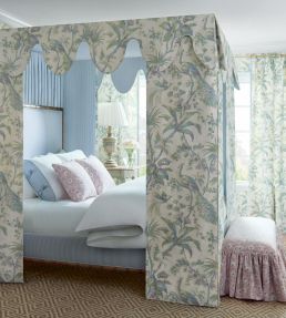 Peacock Toile Fabric by Anna French Blue & Green