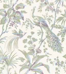 Peacock Toile Wallpaper by Anna French Green & Plum