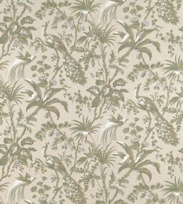 Peacock Toile Fabric by Anna French Green on Natural