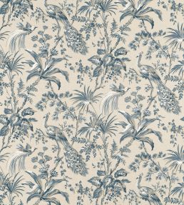Peacock Toile Fabric by Anna French Slate & Black