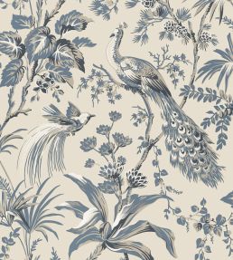 Peacock Toile Wallpaper by Anna French Slate & Black