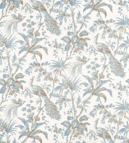 Peacock Toile Fabric by Anna French Soft Blue & Beige