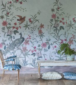 Peacock Toile Scene 1 Mural by Designers Guild Sky Blue