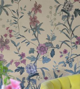 Peacock Toile Scene 2 Mural by Designers Guild Parchment