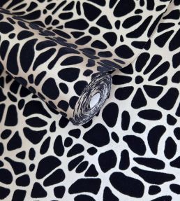 Pebble Flock Wallpaper by 1838 Wallcoverings Jet