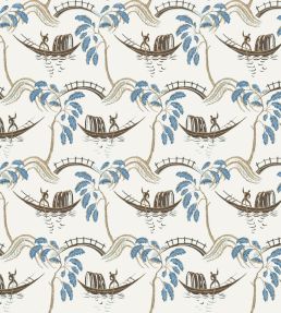 Peggy Fabric by Nina Campbell Blue/Chocolate/Ivory