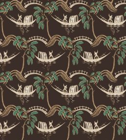 Peggy Fabric by Nina Campbell Chocolate/Jade