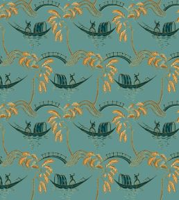 Peggy Fabric by Nina Campbell Teal