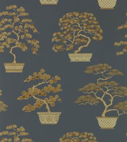 Penjing Wallpaper by Sanderson Ink Black / Gold