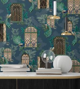 Peacock Manor Wallpaper by Brand McKenzie Indigo