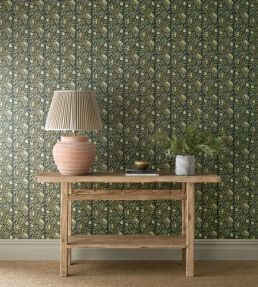 Peony Trellis Wallpaper by Morris & Co Bayleaf/Slate