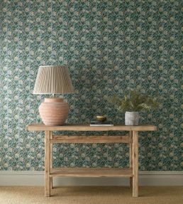Peony Trellis Wallpaper by Morris & Co Soft Blue/Nettle