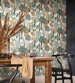 Peradeniya Wallpaper by Casamance Blanc/Emeraude