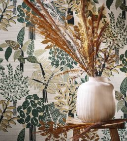 Peradeniya Wallpaper by Casamance Blanc/Emeraude