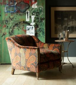 Peregrine Paisley Velvet Fabric by Mulberry Home Spice