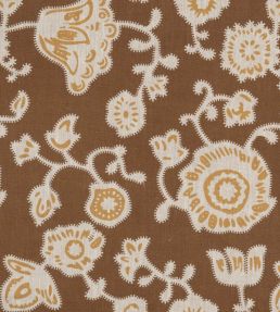 Persian Poppy Fabric by Volga Linen Bronze/Natural