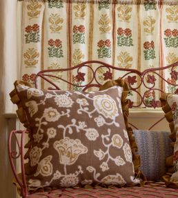 Persian Poppy Fabric by Volga Linen Bronze/Natural