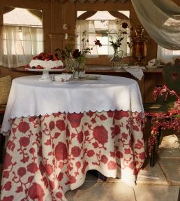 Persian Poppy Fabric by Volga Linen Red