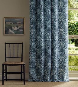 Persian Tulip Embroidery Fabric by Morris & Co Indigo