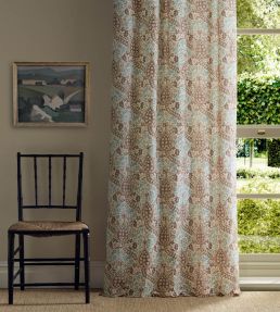 Persian Tulip Fabric by Morris & Co Umber/Mineral Blue