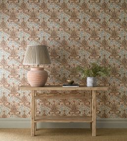 Persian Tulip Wallpaper by Morris & Co Umber/Mineral Blue