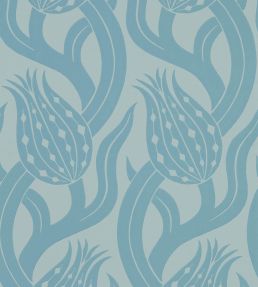 Persian Tulip Wallpaper by Zoffany Blue Stone