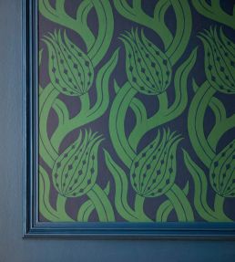 Persian Tulip Wallpaper by Zoffany Blue Stone