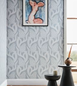 Persian Tulip Wallpaper by Zoffany Quartz Grey